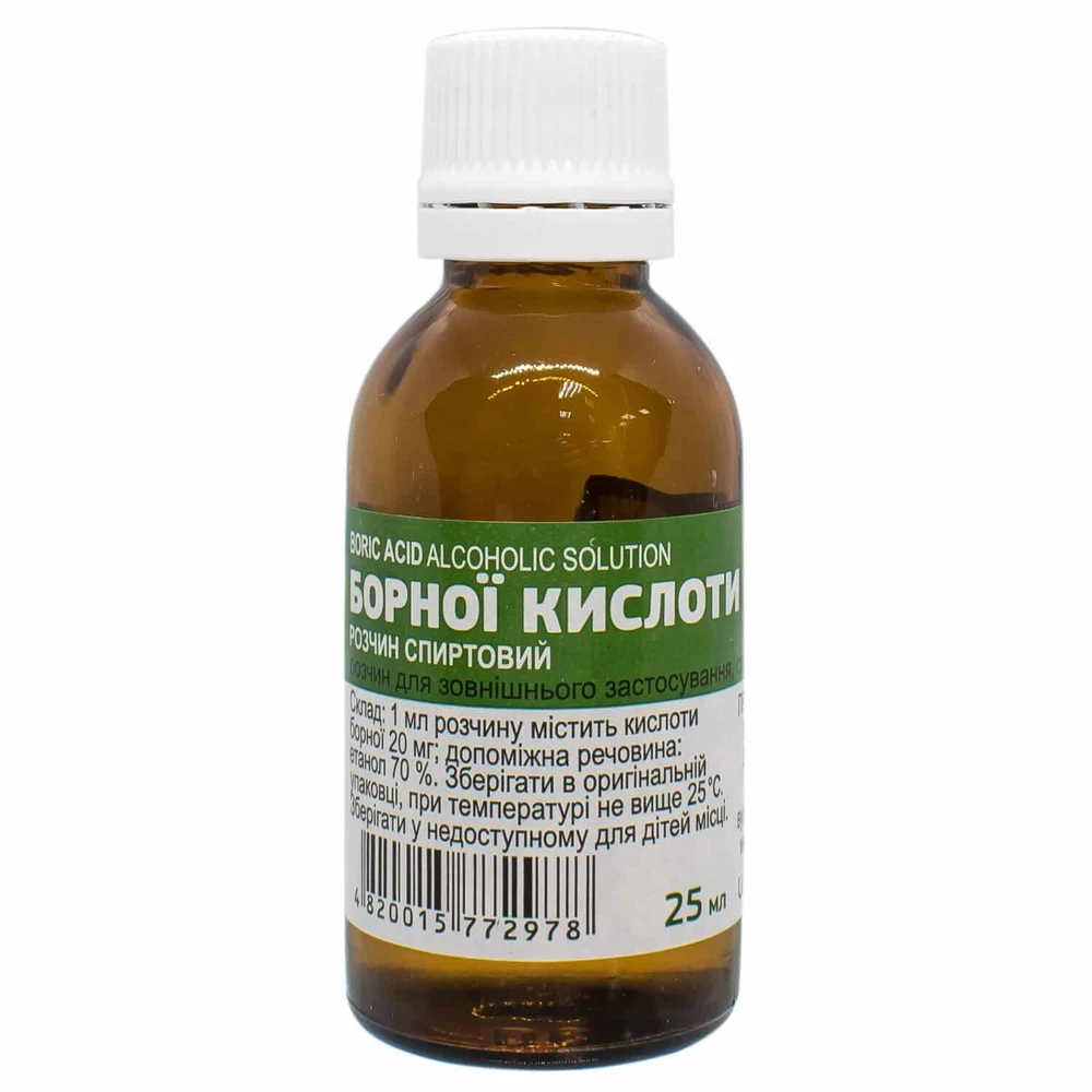 Борной кислоты раствор спиртовой д/наруж. прим. 2 % фл. 25 мл: цены и характеристики