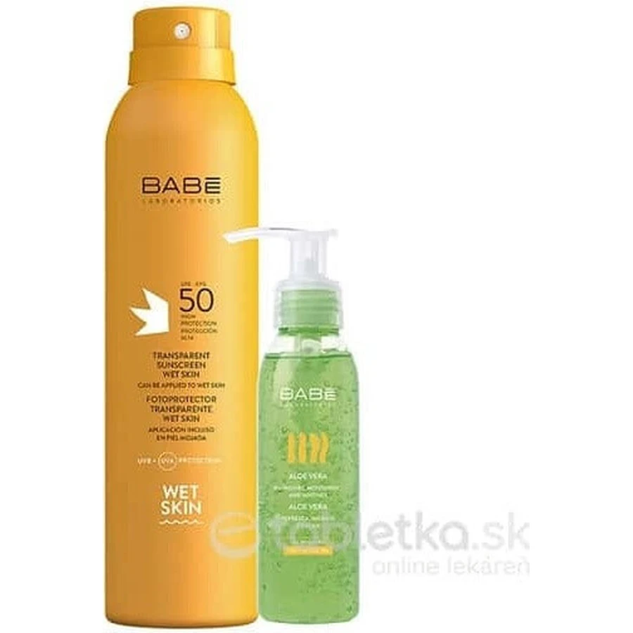 BABÉ SUN Сонцезахисний спрей SPF 50 + гель алое вера, 1х1 набір 1х200 + 90 мл, сонцезахисний спрей + подарунок: освіжаючий гель: ціни та характеристики