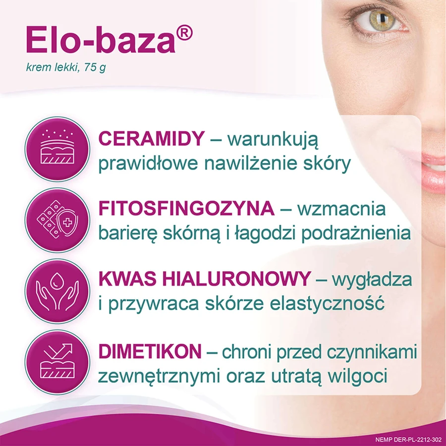 Крем для обличчя та тіла Elo-base light cream, заспокійливий, зволожувальний, 75 г: цены и характеристики