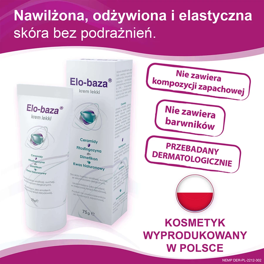Крем для обличчя та тіла Elo-base light cream, заспокійливий, зволожувальний, 75 г: цены и характеристики