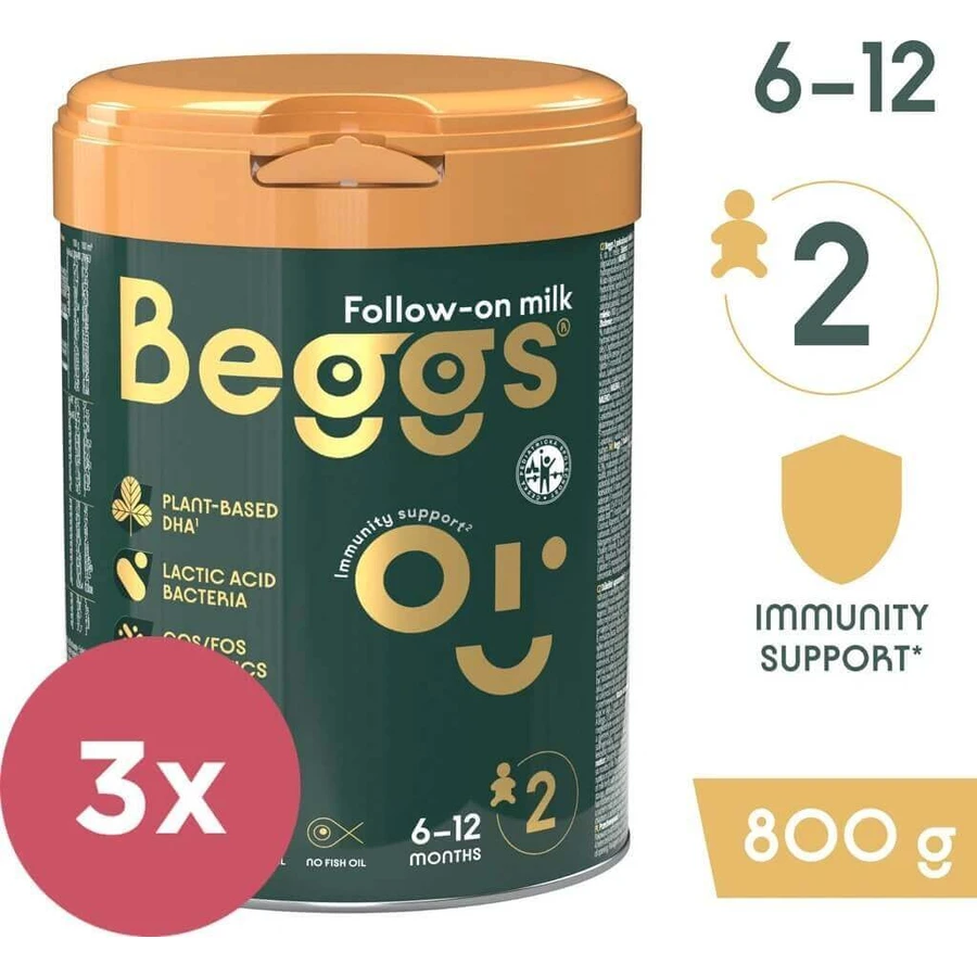 Молоко для последующего приема Beggs 2, коробка Beggs + pexeso 3×800 г, молоко для последующего приема: цены и характеристики