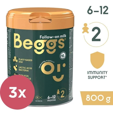 Молоко для последующего приема Beggs 2, коробка Beggs + pexeso 3×800 г, молоко для последующего приема: цены и характеристики