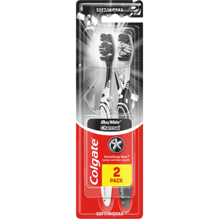 Colgate Зубная щетка Max White Charcoal Charcoal Medium, 2 шт.: цены и характеристики