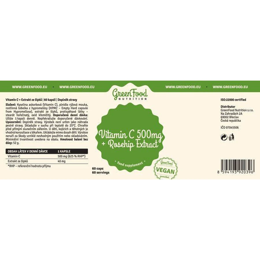 GreenFood Nutrition GreenFood Витамин C 500 + экстракт абрикоса 60 капсул: цены и характеристики