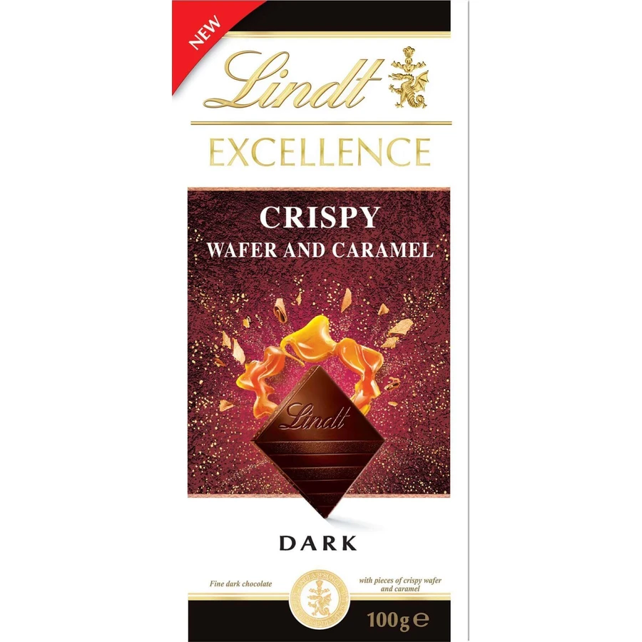 Lindt Excelent темні хрусткі вафлі з карамеллю 100 г: ціни та характеристики