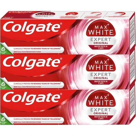 Colgate Зубна паста Max White Expert Original 3 x 75 мл: ціни та характеристики