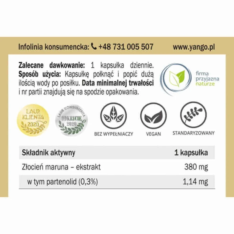 Зоці маруна (партенолід 0,3%) 90 капсул Yango: ціни та характеристики