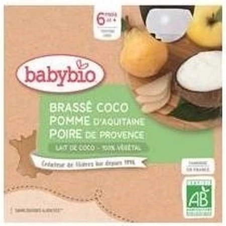 BABYBIO Десерт с кокосовым молоком - яблоко и груша (4x 85 г) 4×85 г: цены и характеристики