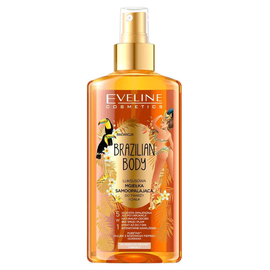 Eveline Cosmetics Brazilian Body, розкішна автозасмага-спрей для обличчя та тіла 5в1, для світлої та середньої шкіри, 150 мл: ціни та характеристики