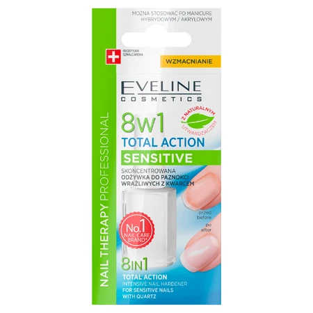 Eveline Cosmetics Nail Therapy Total Action Sensitive 8in1, Кондиціонер для ламких і крихких нігтів, 12 мл: ціни та характеристики
