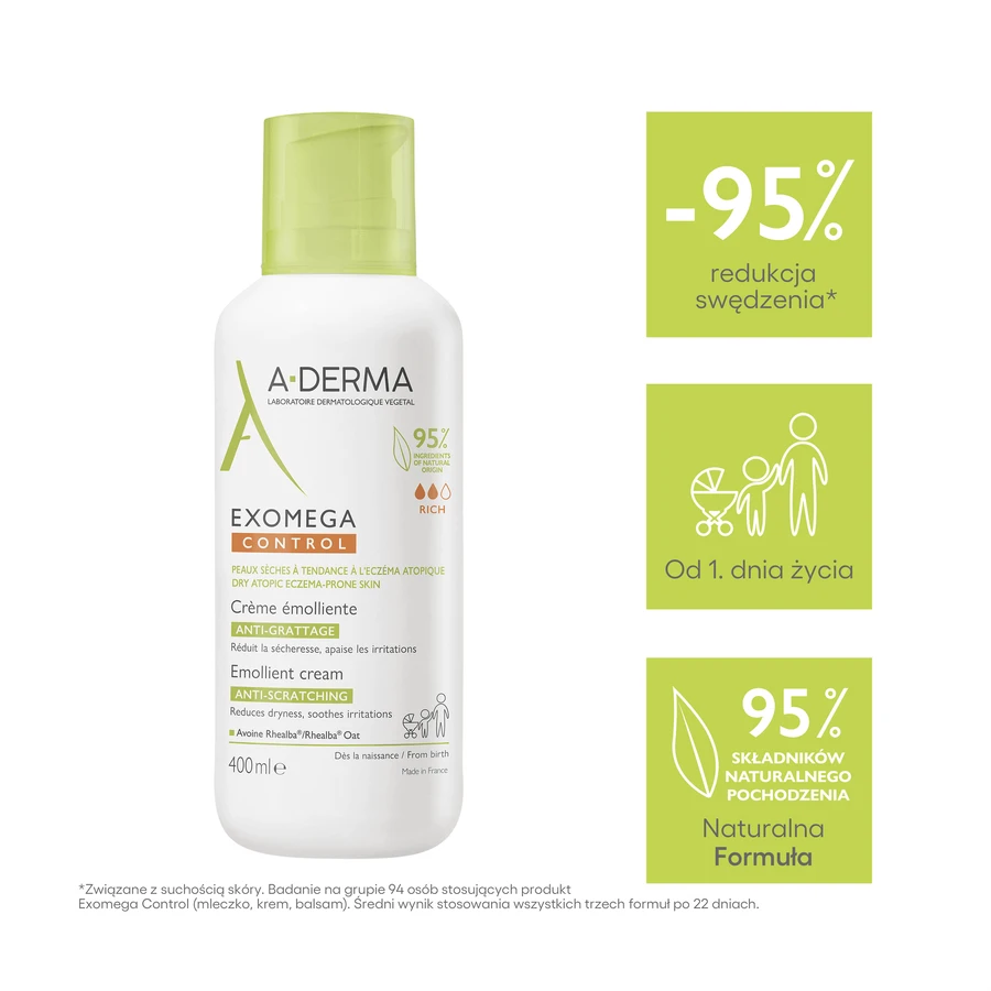 Крем для тела A-Derma Exomega Control Emollient Cream, успокаивающий, с рождения, 400 мл: цены и характеристики