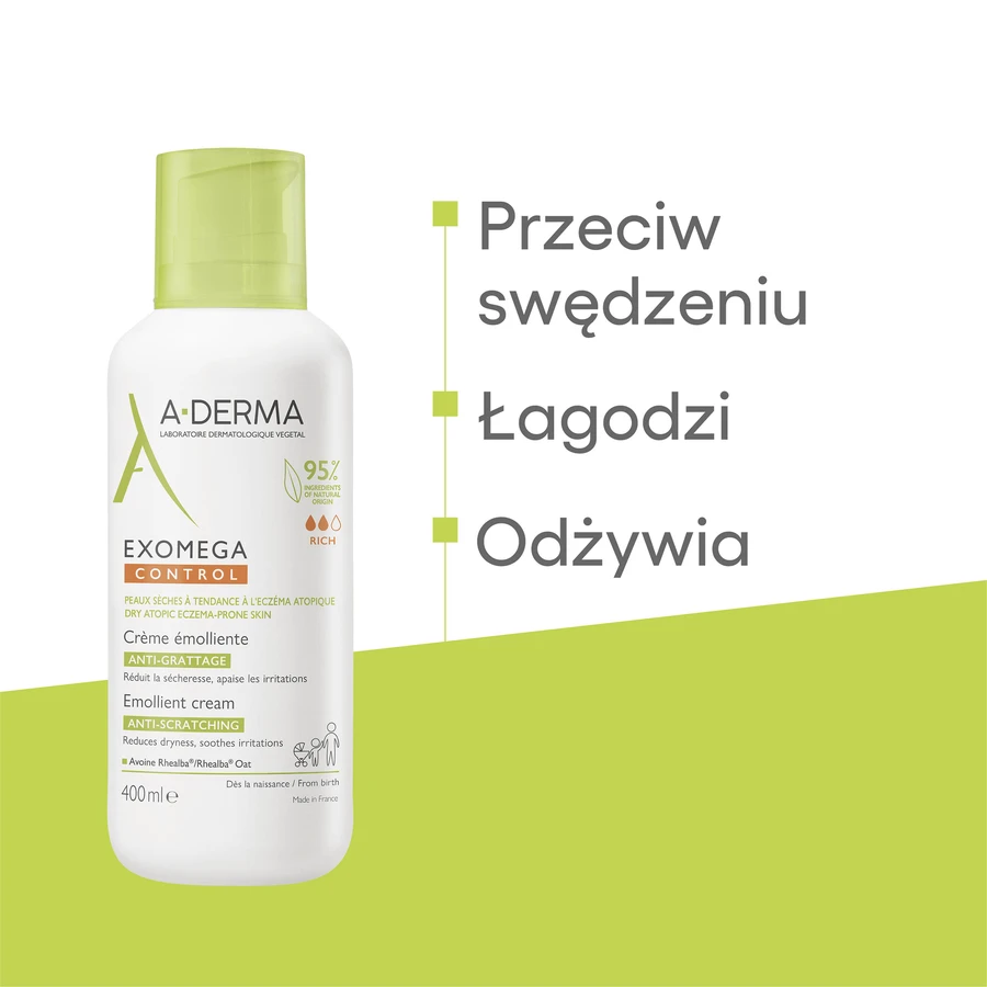 Крем для тела A-Derma Exomega Control Emollient Cream, успокаивающий, с рождения, 400 мл: цены и характеристики