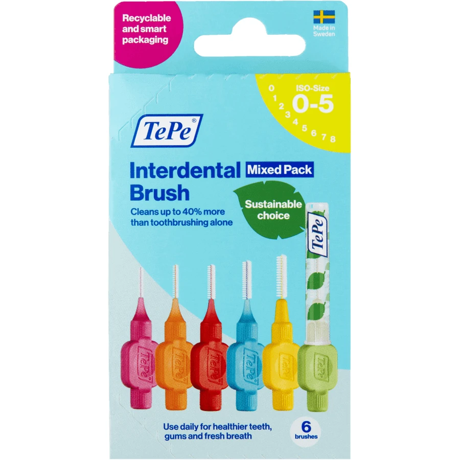 TePe Межзубные щетки размер 0-5 Mix Pack, бумажная коробка 6 шт.: цены и характеристики