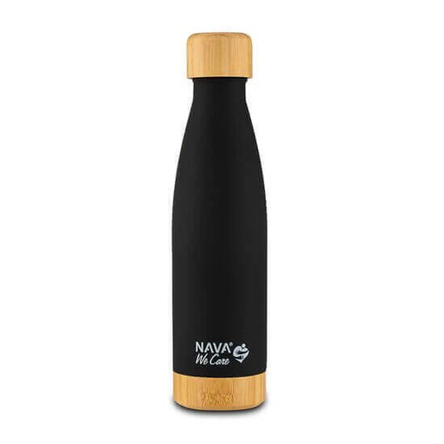 Изолирующая бутылка бамбуковая дорожная bamboo We care, черная, 500 мл, Nava: цены и характеристики