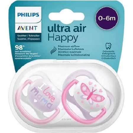 Пустушка Philips Avent Ultra air text 0-6м дівчинка 2 шт.: ціни та характеристики