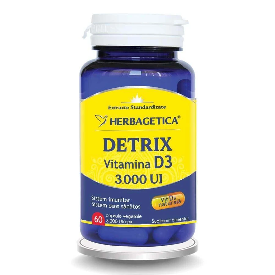 Detrix Вітамін D3 3000 МО, 60 капсул, Herbagetica: ціни та характеристики