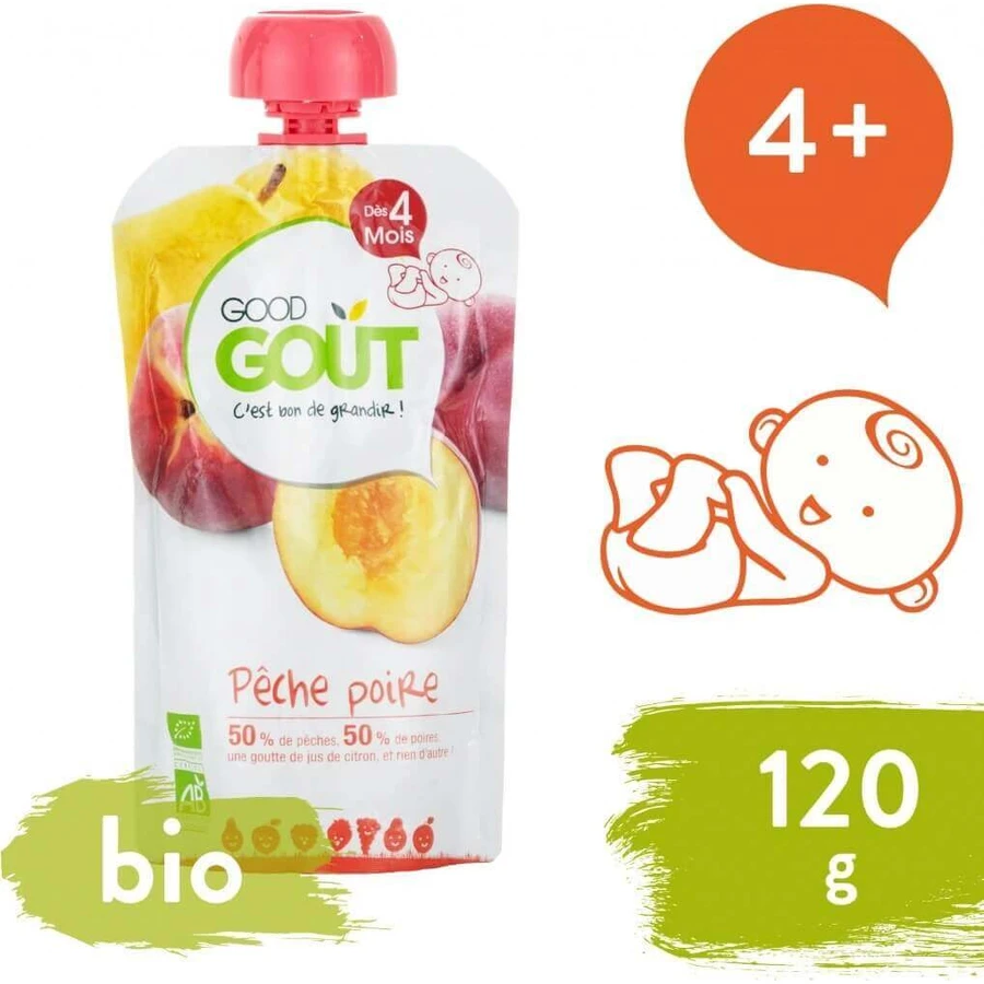 Good Gout BIO Персик с грушей 1×120 г, карманный персик с грушей: цены и характеристики