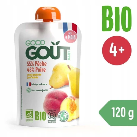 Good Gout BIO Персик с грушей 1×120 г, карманный персик с грушей: цены и характеристики