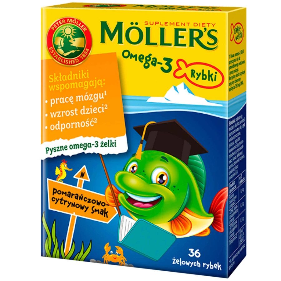Диетическая добавка Mollers Omega-3 Рыбное желе с витамином D3 Апельсин и лимон №36 : цены и характеристики