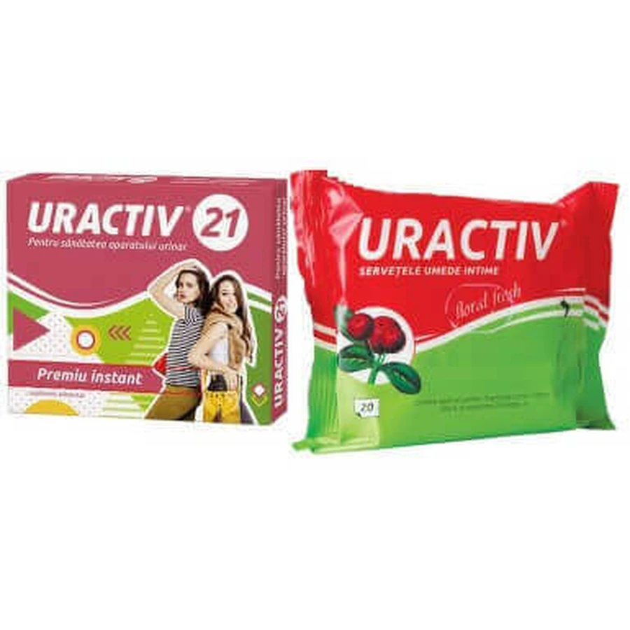 Uractiv 21 x 21cps + вологі серветки в подарунок: ціни та характеристики