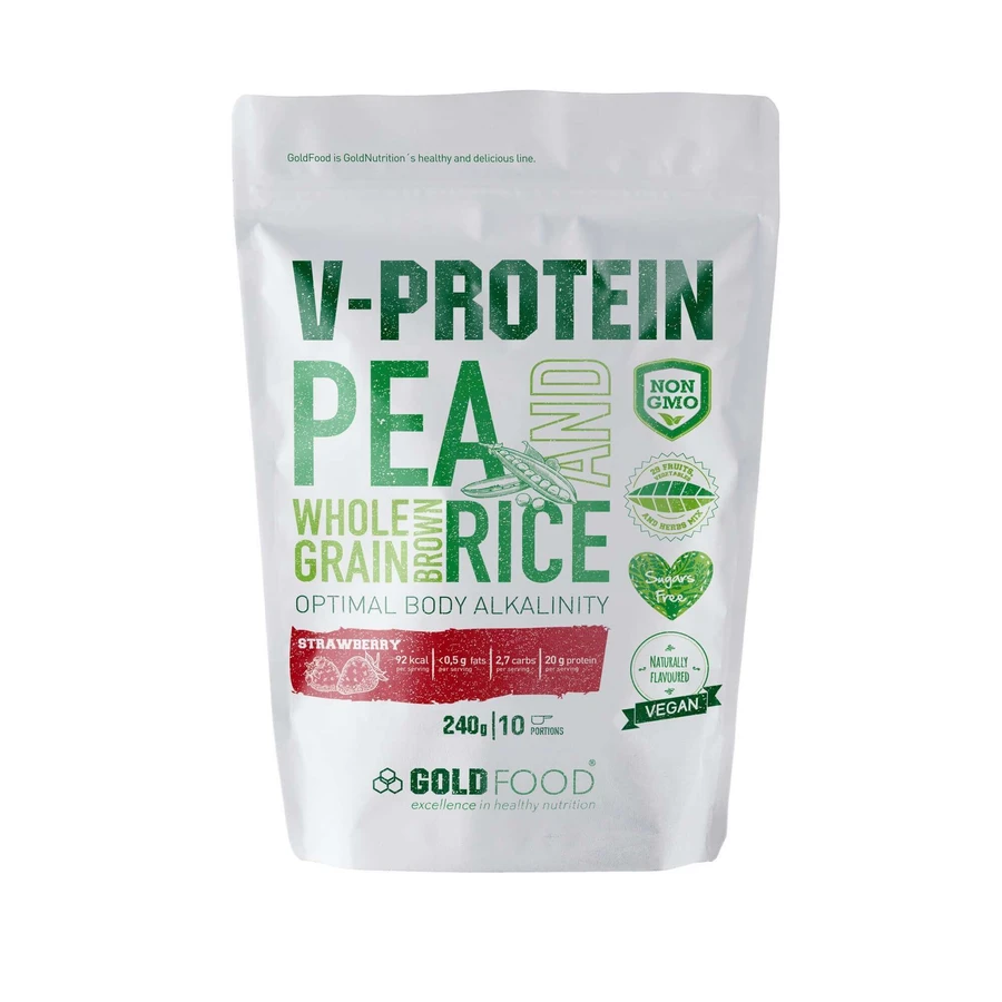Порошок рослинного протеїну V-Protein Capsuni, 240 г, Gold Nutrition: ціни та характеристики