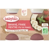 Babybio Яблоко, банан и клубника с мятой 2 x 130 г