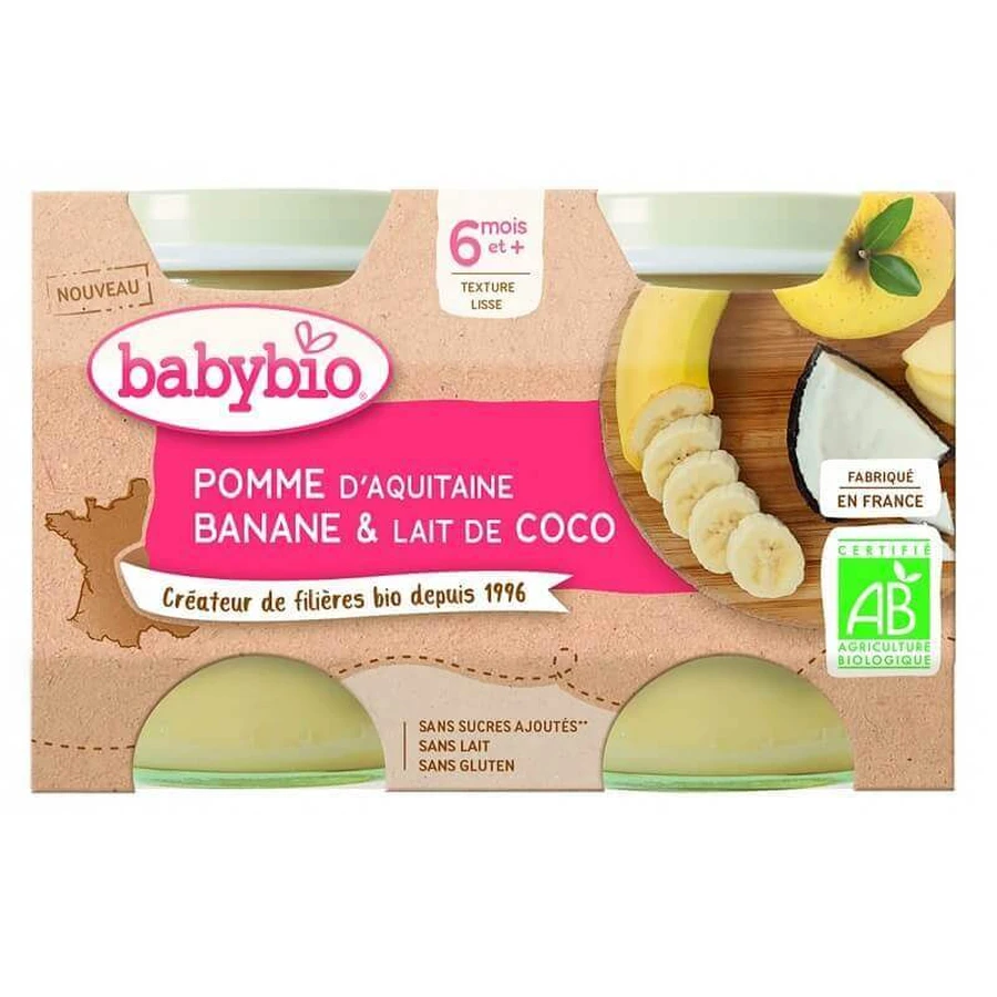 Десерт из яблок, бананов и кокоса, 2x130 гр, Babybio: цены и характеристики