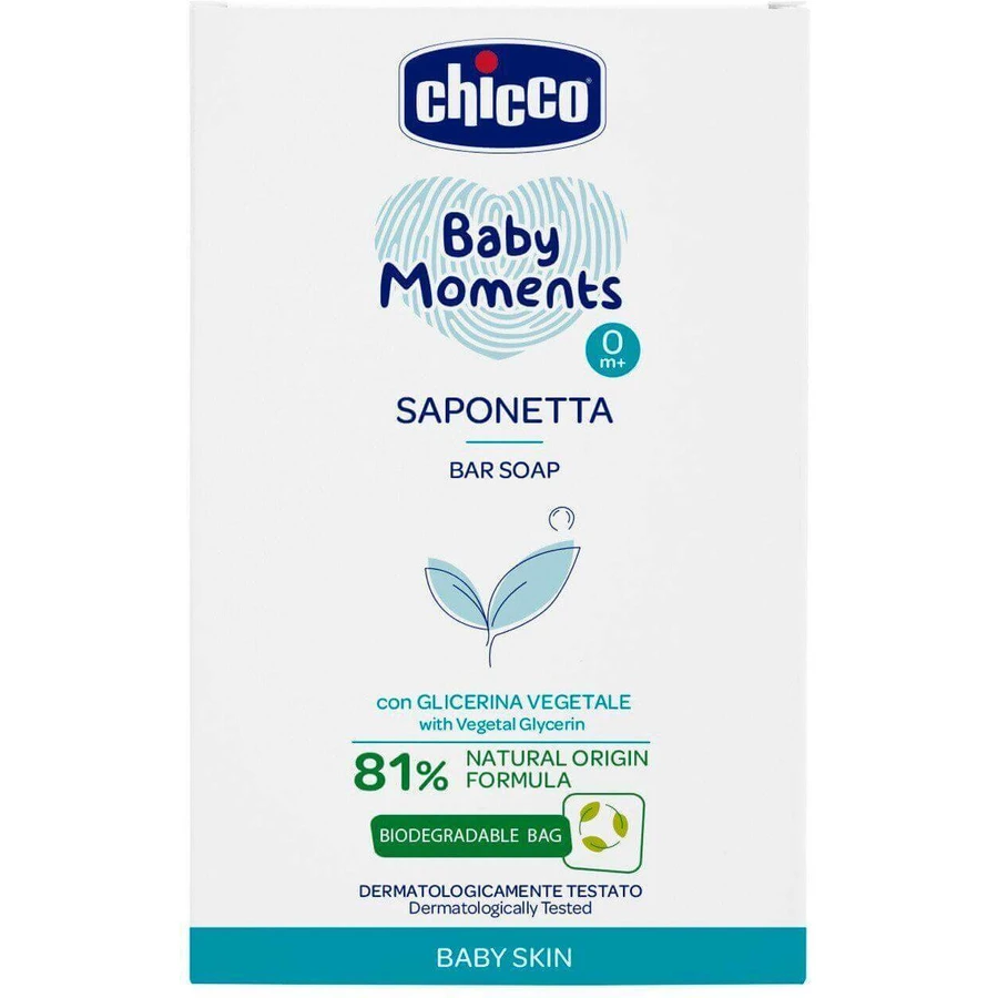 Тверде мило для рук Chicco з рослинним гліцерином Дитячі моменти 81% натуральні інгредієнти 100 г: ціни та характеристики