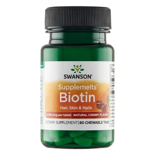 Swanson Biotin Supplemelts, биотин 5000 мкг, винный вкус, 60 таблеток для употребления