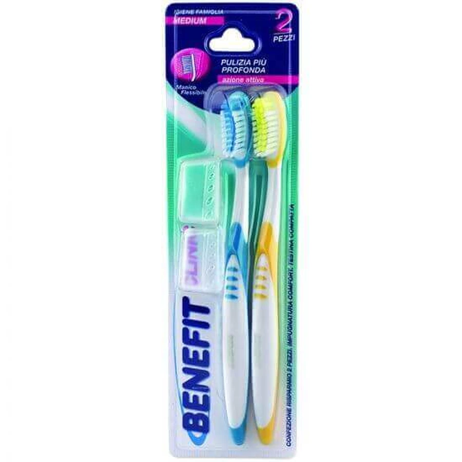 2 зубные щетки, средние, разные цвета, Benefit: цены и характеристики