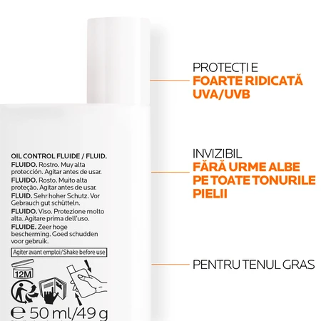 Солнцезащитный флюид La Roche-Posay Anthelios UVMune 400 Oil Control SPF 50+, легкий, с матирующим эффектом для жирной чувствительной кожи лица, 50 мл: цены и характеристики