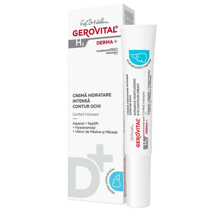 Крем для контуру очей Gerovital H3 Derma+, 15 мл, Farmec: ціни та характеристики