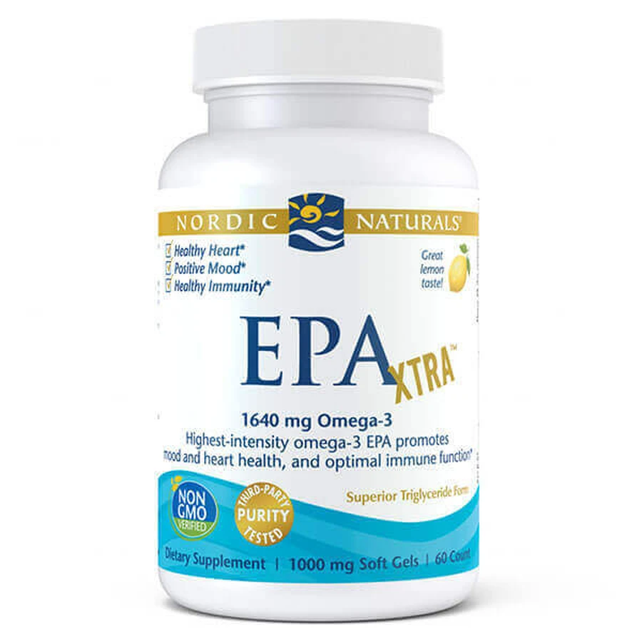 Nordic Naturals, EPA Xtra, Омега-3 1640 мг, лимон, 60 капсул: цены и характеристики