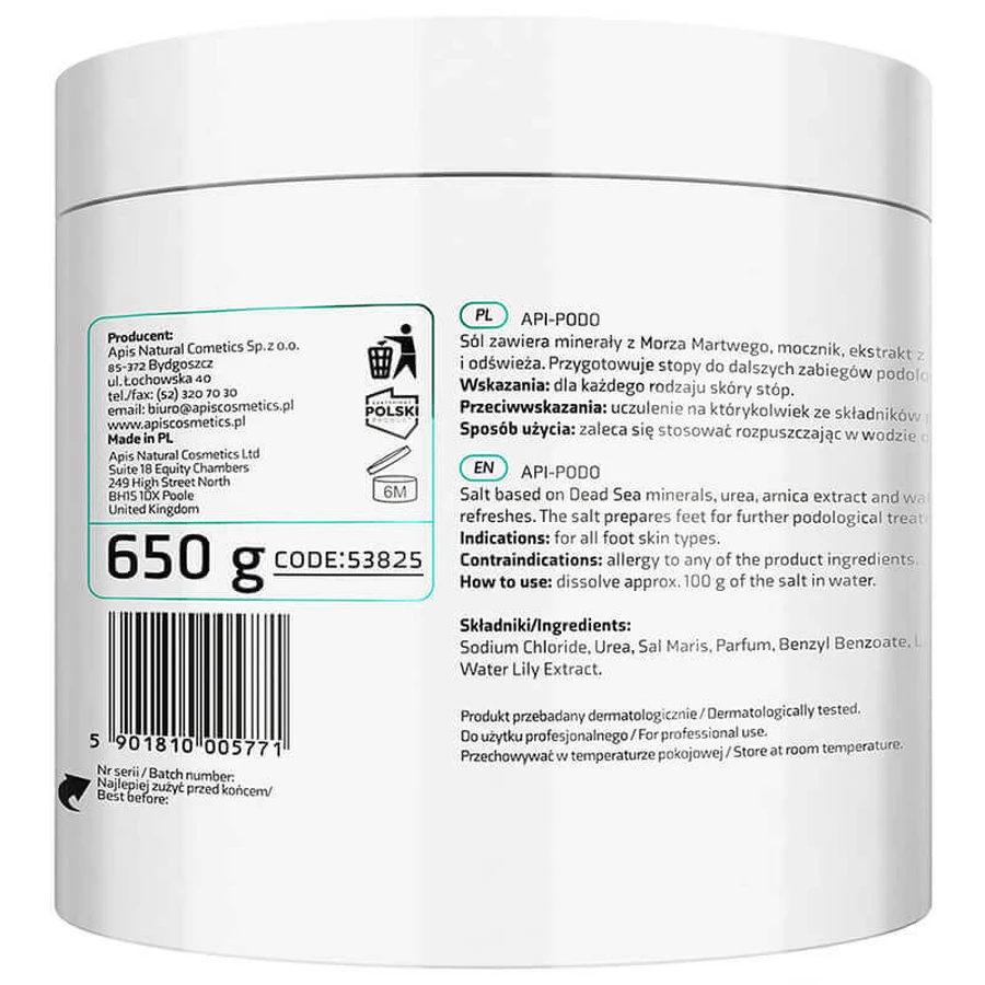 Apis Professional Api-Podo, смягчающая соль для ног, 650 г: цены и характеристики
