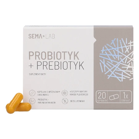 SEMA Lab Пробиотик + пребиотик, 20 капсул с замедленным высвобождением КОРОТКАЯ ДАТА: цены и характеристики
