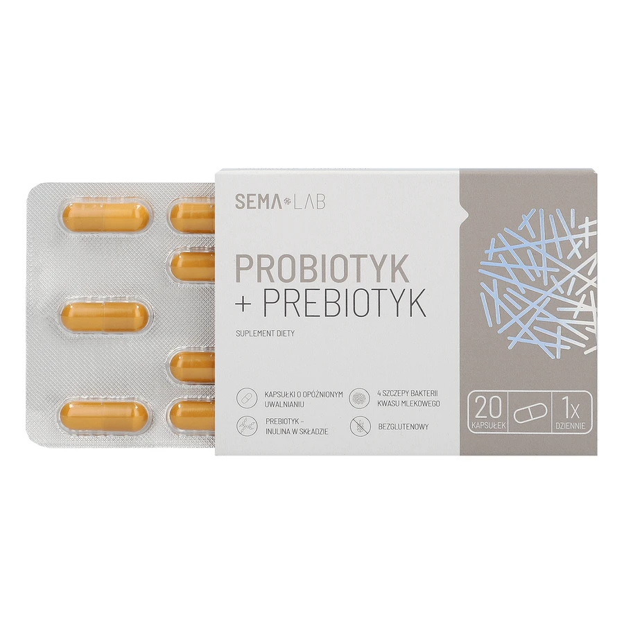 SEMA Lab Пробиотик + пребиотик, 20 капсул с замедленным высвобождением КОРОТКАЯ ДАТА: цены и характеристики
