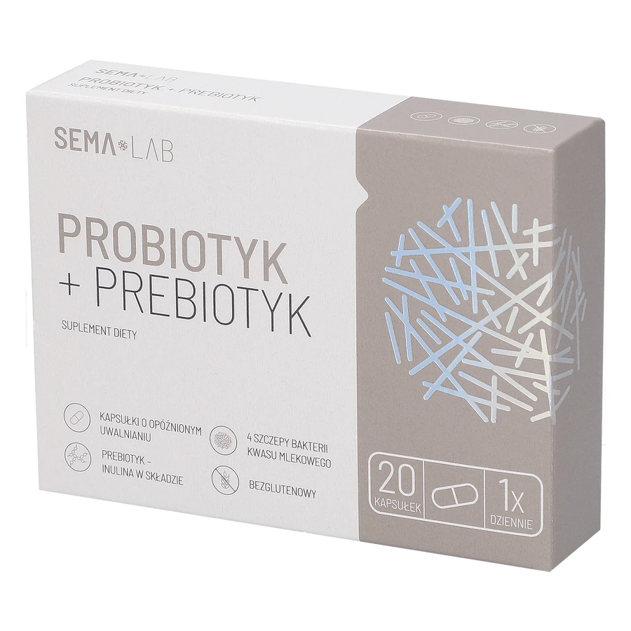 SEMA Lab Пробиотик + пребиотик, 20 капсул с замедленным высвобождением КОРОТКАЯ ДАТА: цены и характеристики