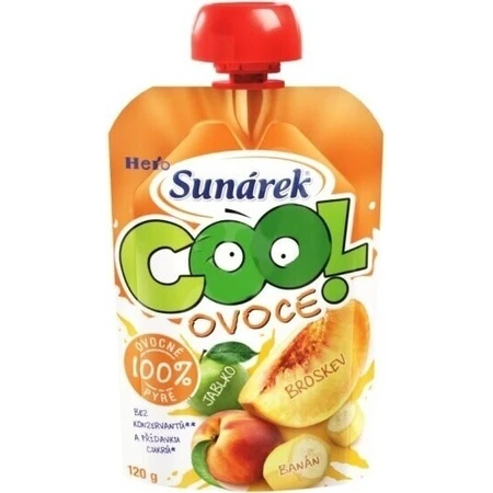 Sunar COOL Fruit Персик, банан, яблоко 1×120 г, Персик, банан, яблоко, 12м+: цены и характеристики