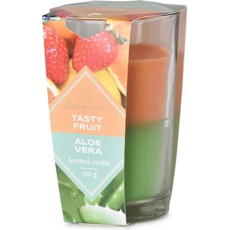 Emocio Скляна свічка 76×118 мм Tasty Fruit & Aloe Vera двоколірна ароматична свічка 1×1 шт, ароматична свічка: ціни та характеристики