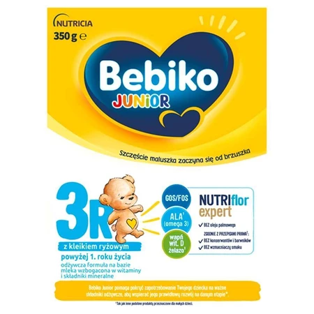 Bebiko Junior 3R Nutriflor+, питательная молочная смесь на основе рисовой каши, старше 1 года, 350 г: цены и характеристики