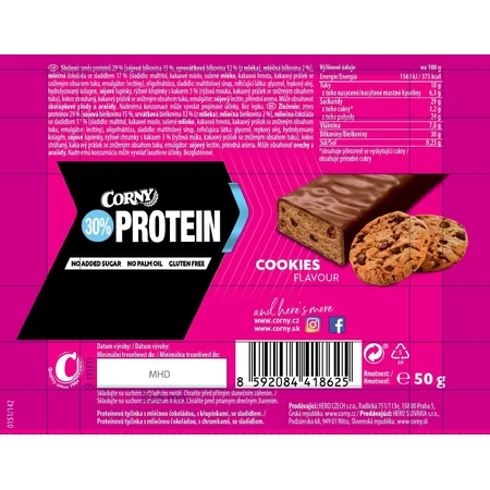 Corny Protein 30% протеиновый батончик печенье 50 г: цены и характеристики
