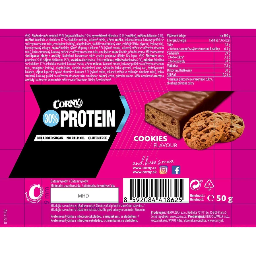 Corny Protein 30% протеиновый батончик печенье 50 г: цены и характеристики
