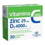 Витамин C 1000 мг + Zn 25 мг + D3 4000UI Fiterman Vitamina C 1000 mg + Zn 25 mg + D3 4000UI, 30 таблеток: цены и характеристики