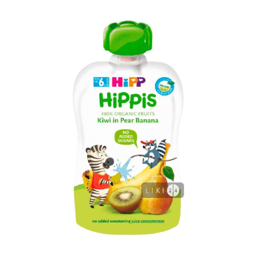 Детское фруктовое пюре HiPP HiPPiS Груша-банан-киви с 6 месяцев 100 г пауч: цены и характеристики