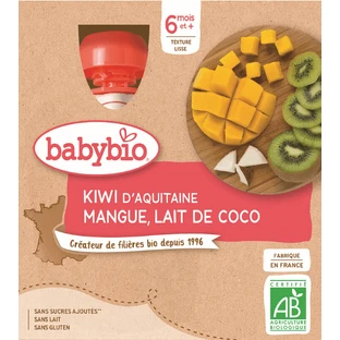 Babybio doypack киви, манго, кокосовое молоко 4 x 90 г