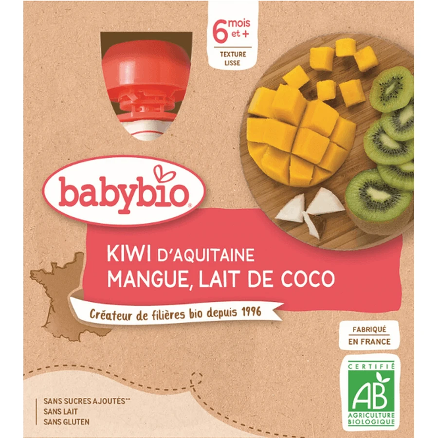 Babybio doypack киви, манго, кокосовое молоко 4 x 90 г: цены и характеристики