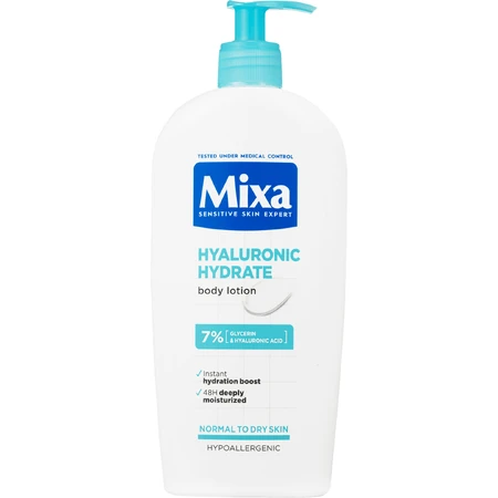 Mixa Hyaluronic Hydrate інтенсивний зволожуючий лосьйон для тіла для нормальної та сухої шкіри 400 мл: ціни та характеристики