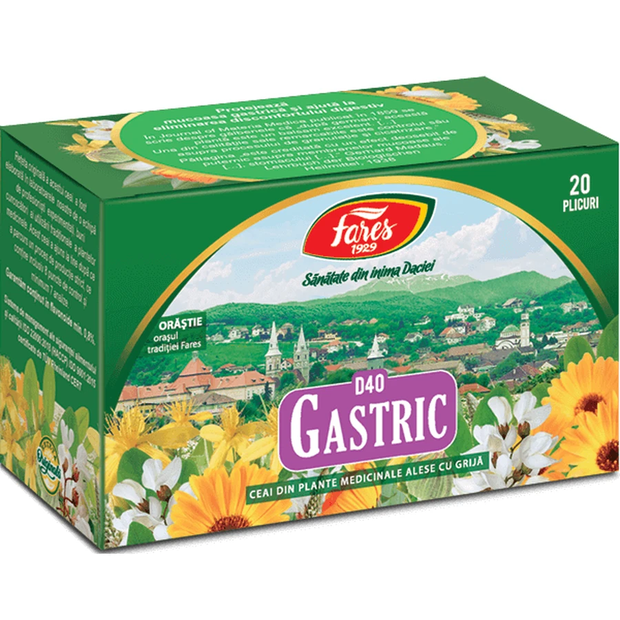 Чай Fares Ceai Gastric D40, шлунковий, 20 пакетиків: ціни та характеристики