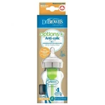 Dr Brown's Options+, антиколиковая бутылочка, стеклянная, с широким горлышком, с соской, уровень 1, 0-3 месяца, 270 мл: цены и характеристики