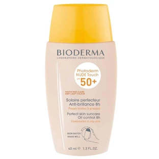 Крем-флюїд для комбінованої та жирної шкіри SPF 50+ Very Light Photoderm Nude Touch, 40 мл, Bioderma